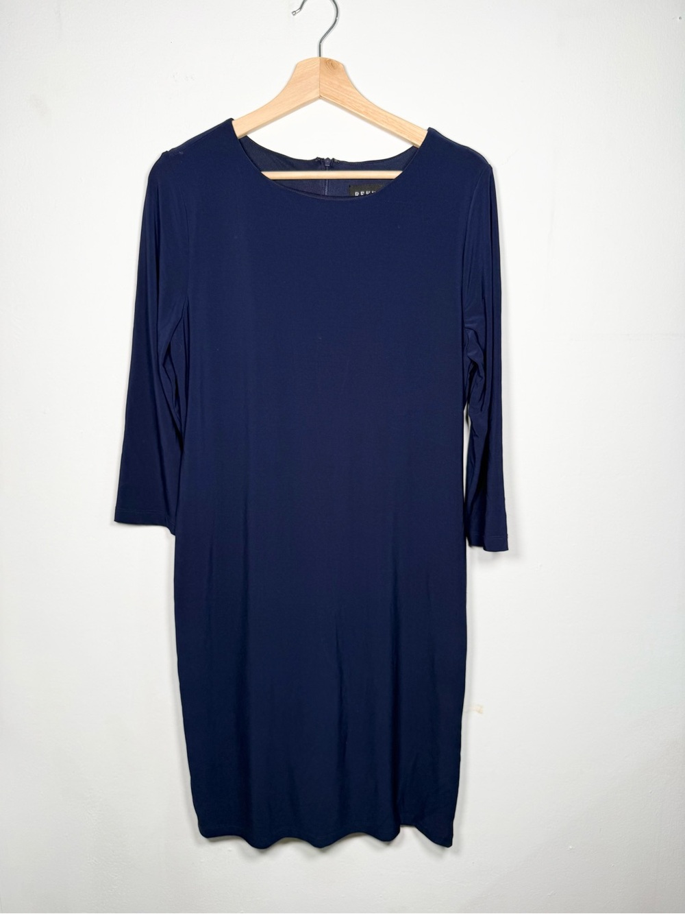 Navy Long-Sleeve Shift Dress
